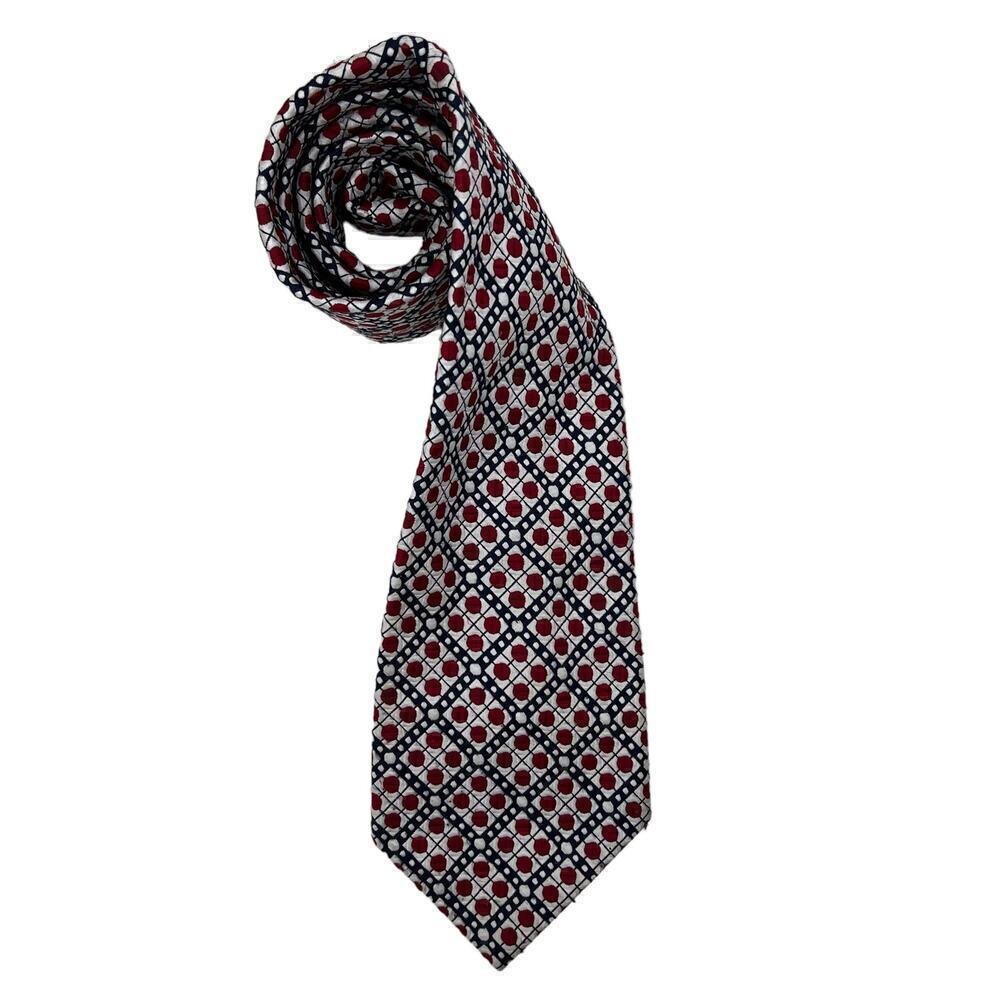 Vintage Oxford Neckwear Co FC Kipper Tie Geometric Design Red Black and White